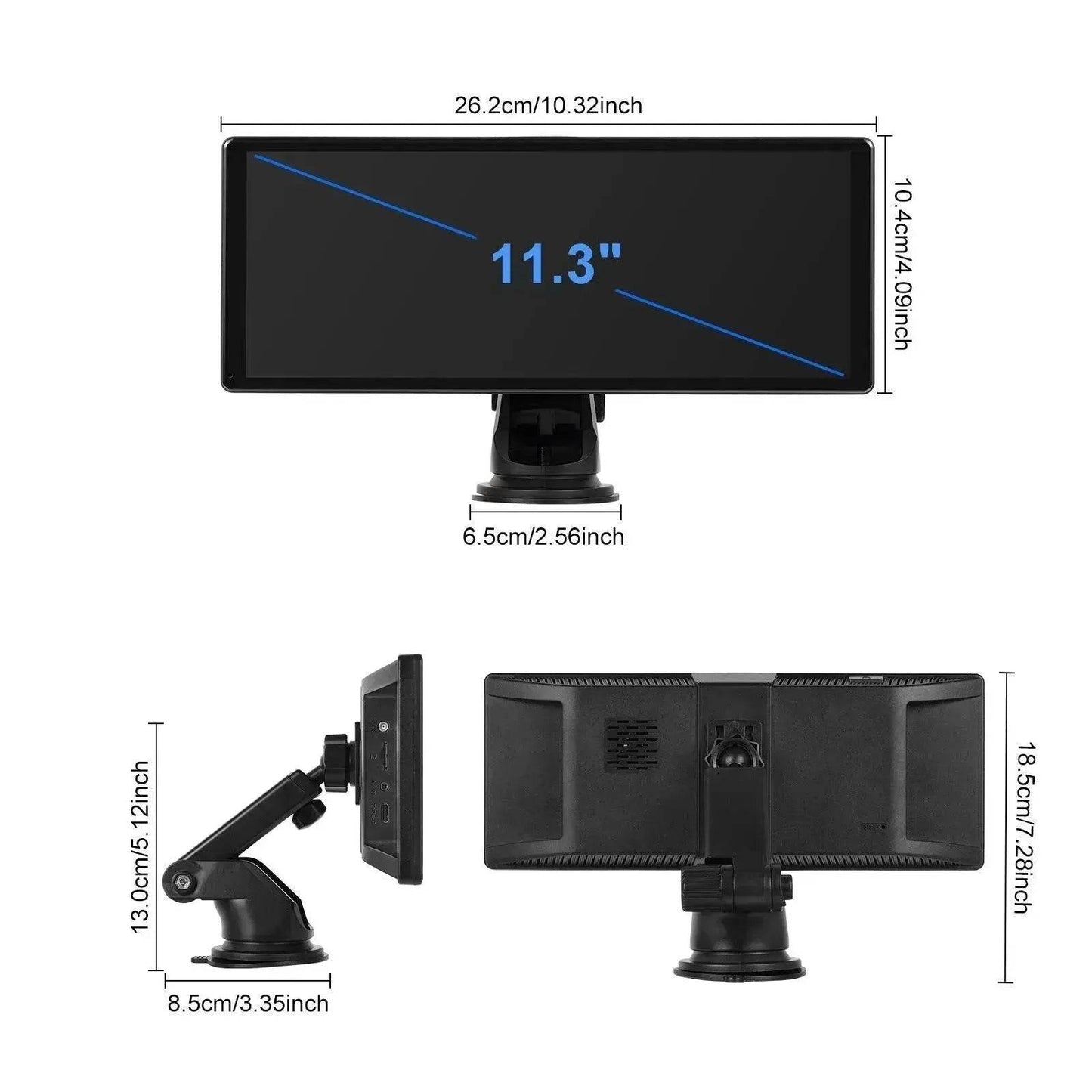 11.3" Smart HD Touchscreen Car Display, Android 13 Wireless CarPlay & Android Auto, Bluetooth, FM Transmitter, Reverse Camera Support