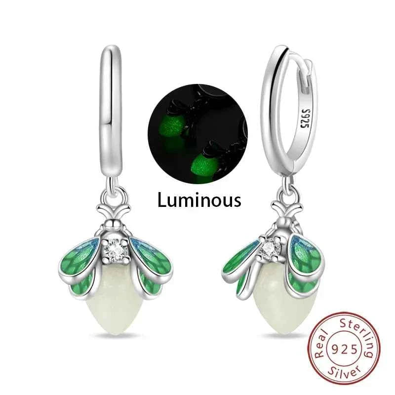 Magical Glow Firefly Sterling Silver Hoop Earrings