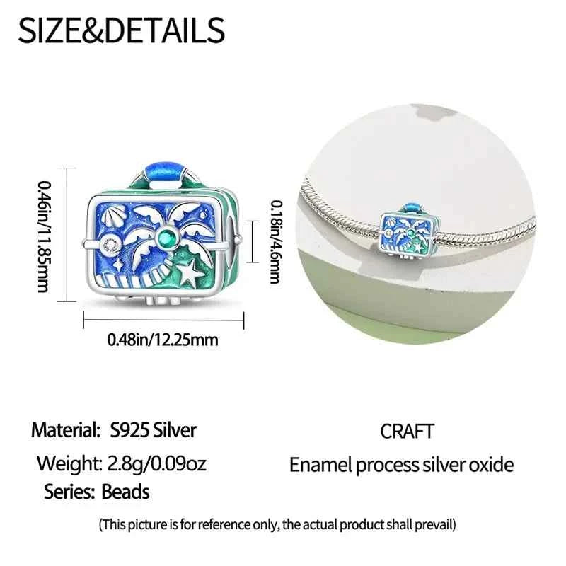 Beach Paradise Sterling Silver Suitcase Charm
