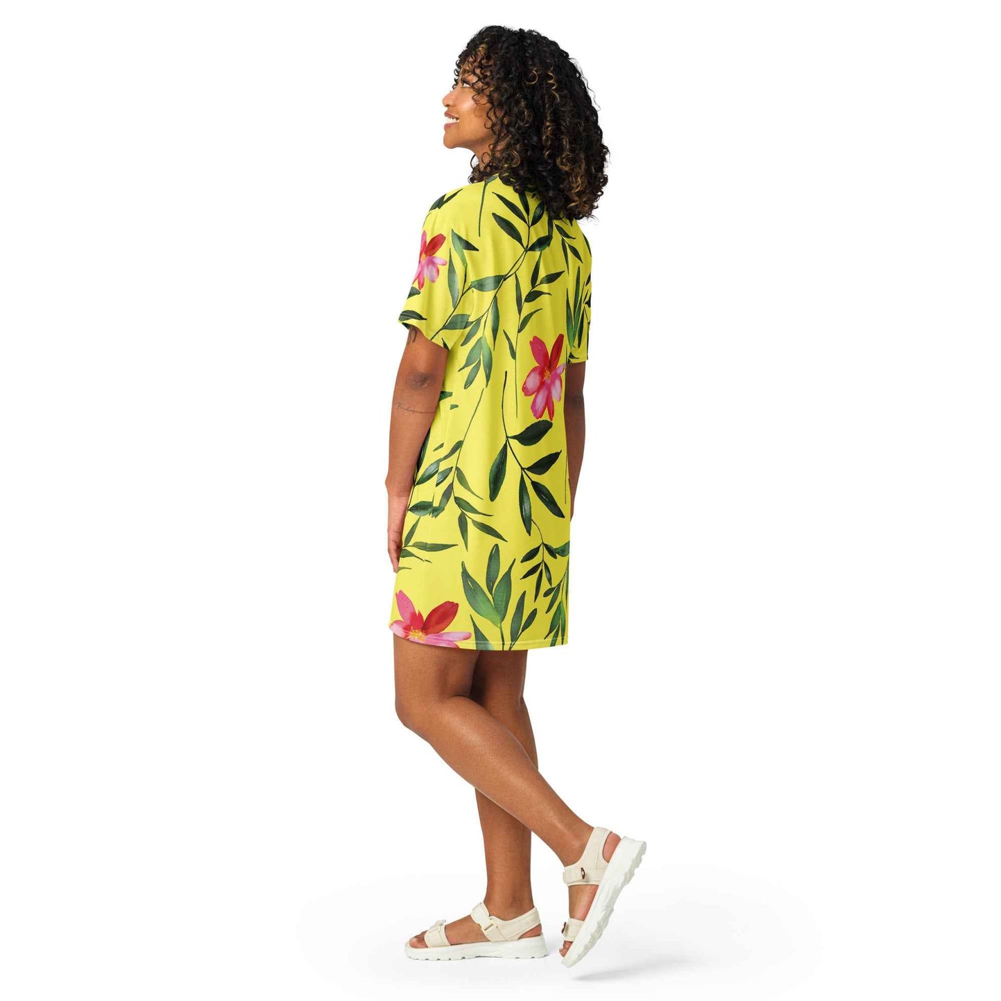 T-shirt dress - Yellow Floral Flowers