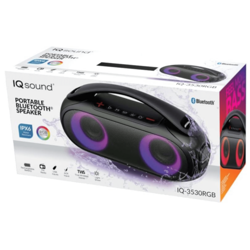 Supersonic Portable Water-Resistant Bluetooth Speaker with RGB Light Panel