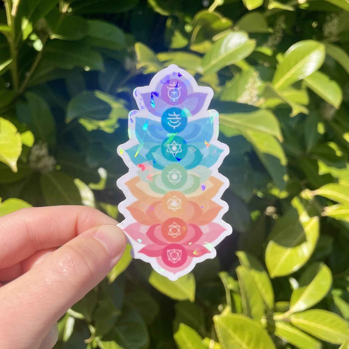Holographic Chakra Lotus Sticker - Vibrant Holographic Chakra Sticker for Spiritual Energy