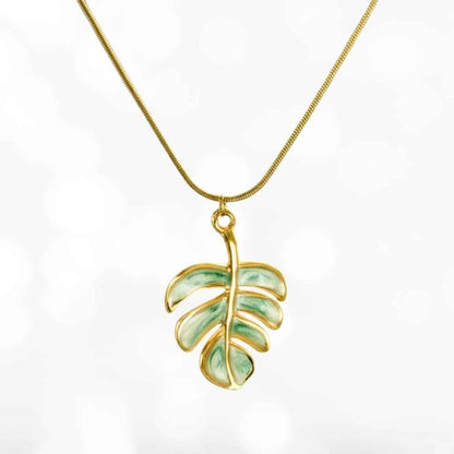Monstera Leaf Pendant Necklace
