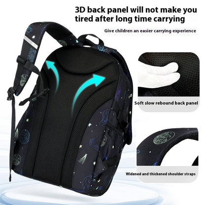 Kids Starry Sky School Backpack – Spine Support, Waterproof Oxford Cloth (Grades 5–9)