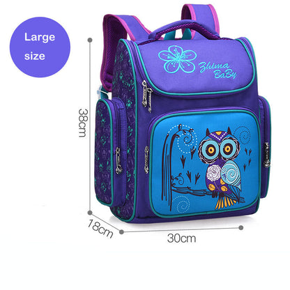 Cartoon Owl Kids School Backpack – 3D Cute Children's Bag (Blue, Purple, Rose Red)