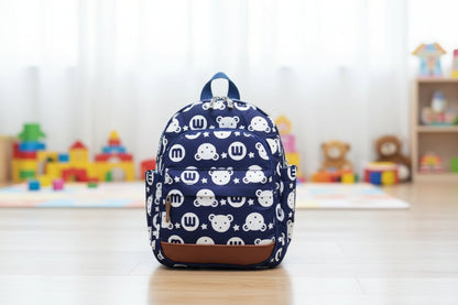 Kids Anti-Lost Kindergarten Backpack – Breathable Canvas Schoolbag (Pink, Blue, Yellow, Green, Navy)