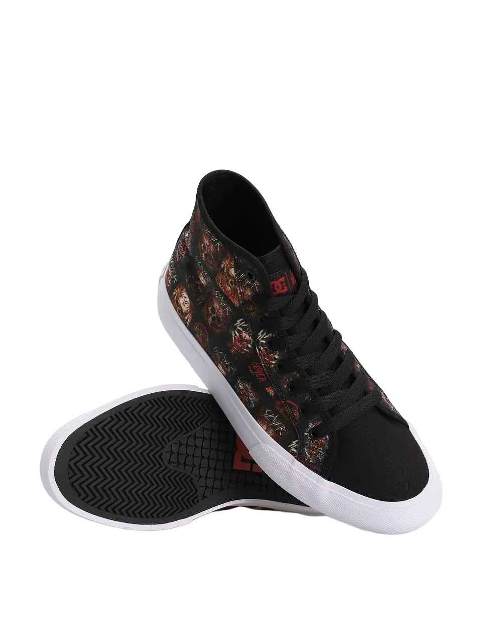 DC Shoes x Slayer 'Manual High' Shoes - Black/White Print