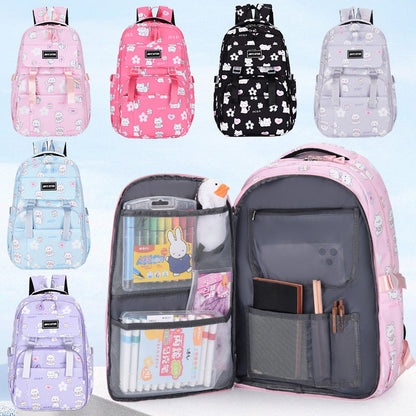 Cartoon Cat Print Large Capacity Kids Backpack – Cute Kawaii School Bag