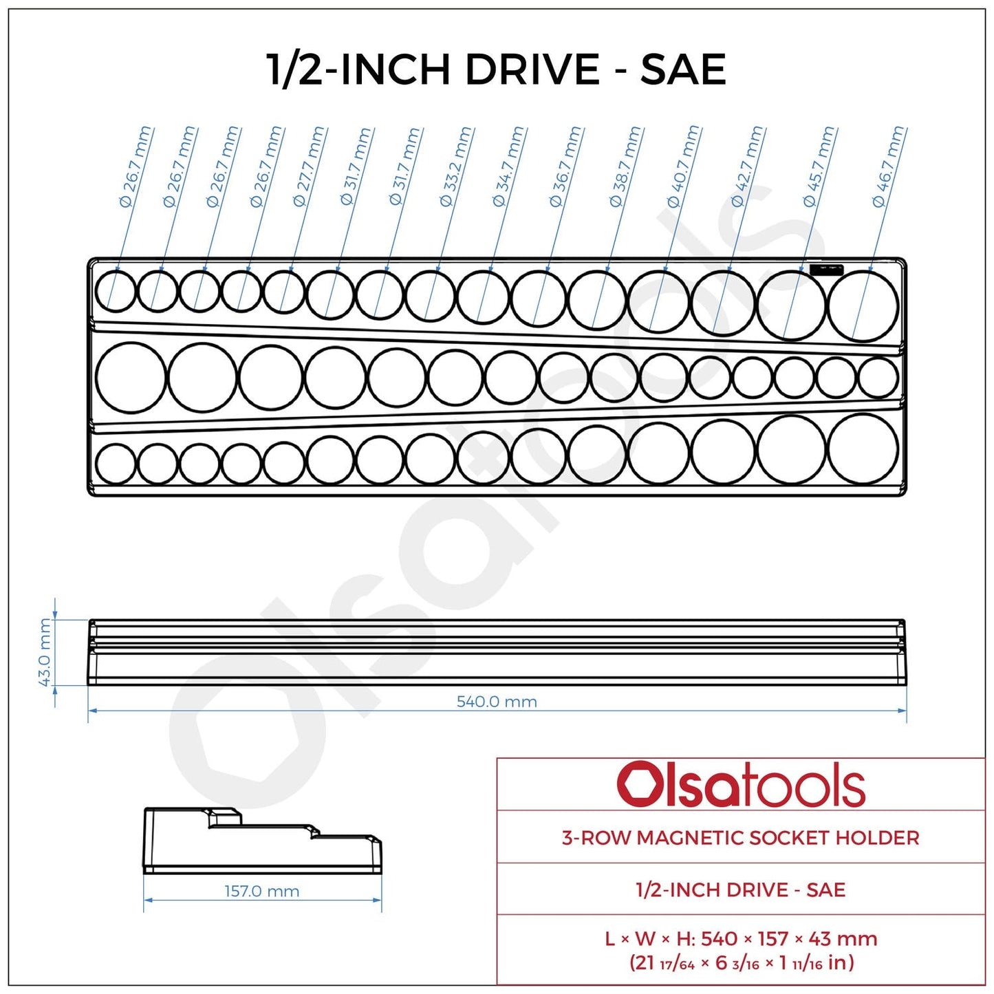 3-Row Magnetic Socket Holder