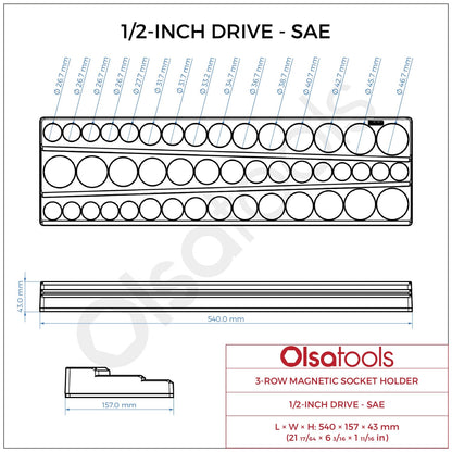 3-Row Magnetic Socket Holder