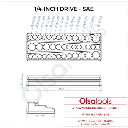 3-Row Magnetic Socket Holder