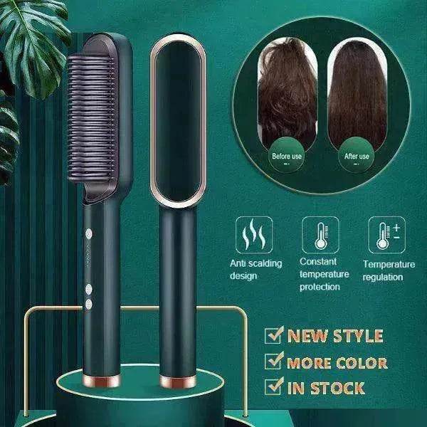 2-In-1 Hair Straightener Hot Comb - Dual-Use Rotating Electric Brush