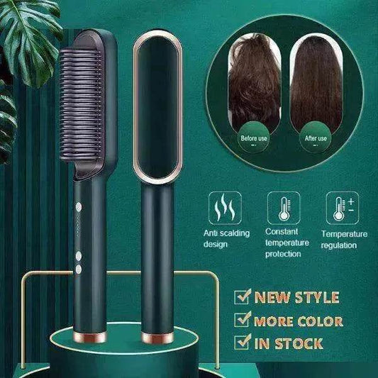 2-In-1 Hair Straightener Hot Comb - Dual-Use Rotating Electric Brush