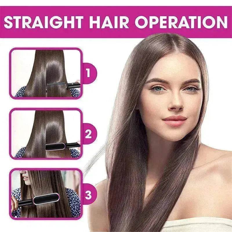 2-In-1 Hair Straightener Hot Comb - Dual-Use Rotating Electric Brush