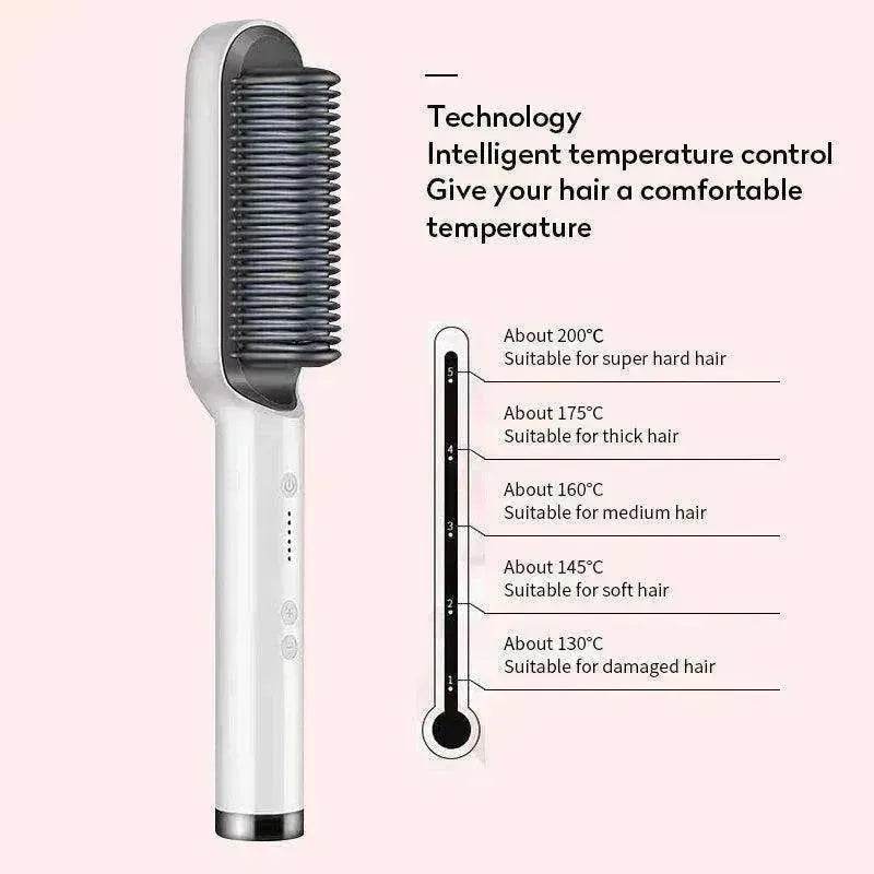 2-In-1 Hair Straightener Hot Comb - Dual-Use Rotating Electric Brush