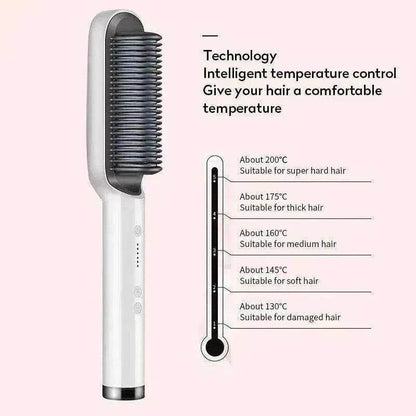 2-In-1 Hair Straightener Hot Comb - Dual-Use Rotating Electric Brush