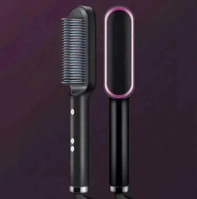 2-In-1 Hair Straightener Hot Comb - Dual-Use Rotating Electric Brush
