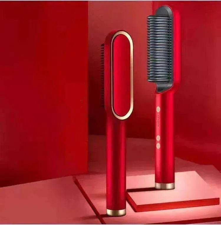 2-In-1 Hair Straightener Hot Comb - Dual-Use Rotating Electric Brush
