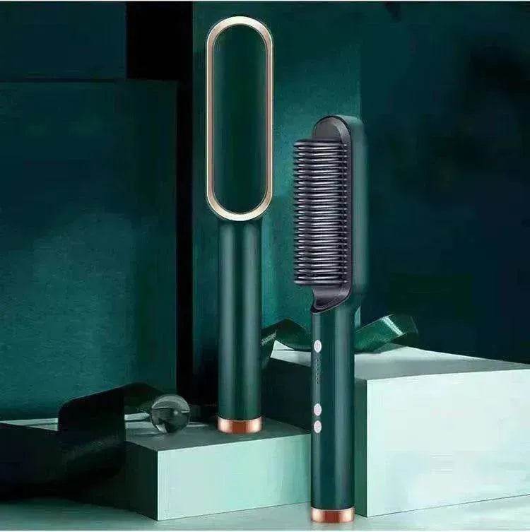 2-In-1 Hair Straightener Hot Comb - Dual-Use Rotating Electric Brush