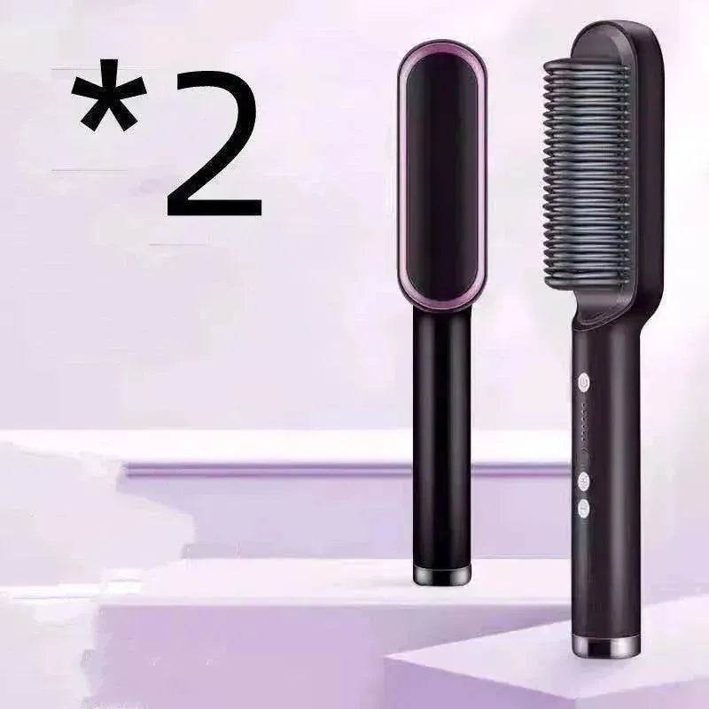 2-In-1 Hair Straightener Hot Comb - Dual-Use Rotating Electric Brush