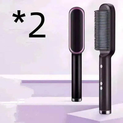 2-In-1 Hair Straightener Hot Comb - Dual-Use Rotating Electric Brush