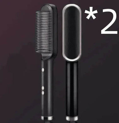 2-In-1 Hair Straightener Hot Comb - Dual-Use Rotating Electric Brush