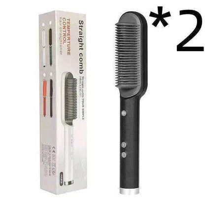 2-In-1 Hair Straightener Hot Comb - Dual-Use Rotating Electric Brush