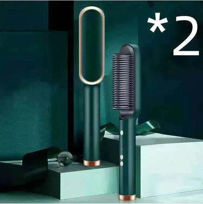 2-In-1 Hair Straightener Hot Comb - Dual-Use Rotating Electric Brush
