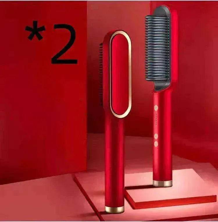 2-In-1 Hair Straightener Hot Comb - Dual-Use Rotating Electric Brush