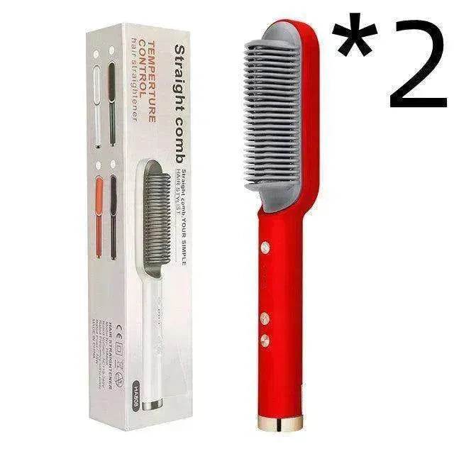 2-In-1 Hair Straightener Hot Comb - Dual-Use Rotating Electric Brush