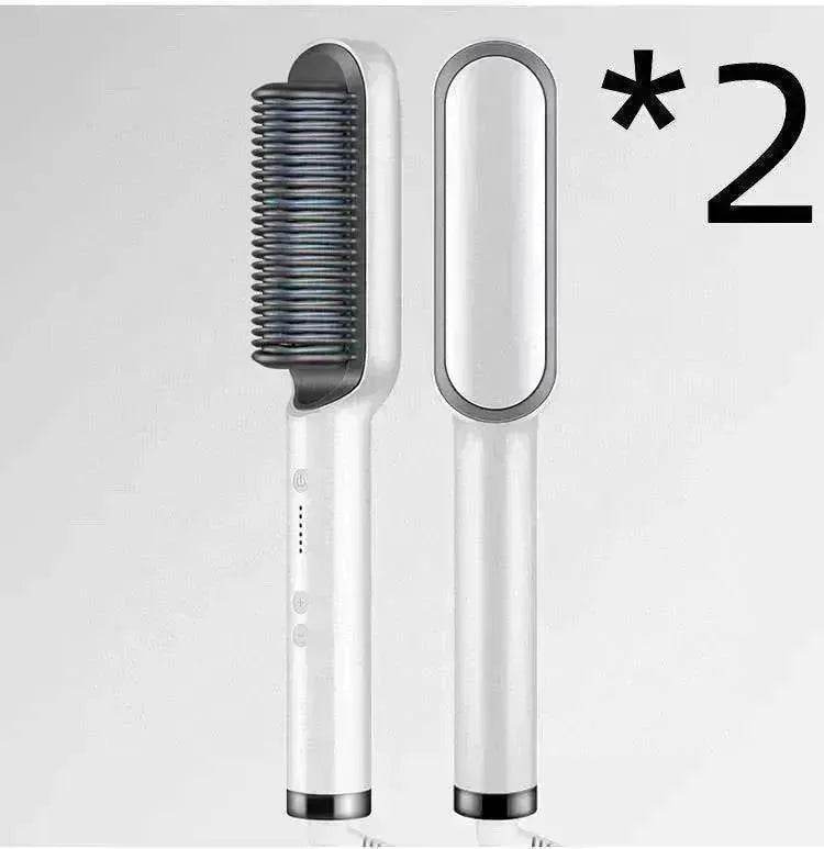 2-In-1 Hair Straightener Hot Comb - Dual-Use Rotating Electric Brush