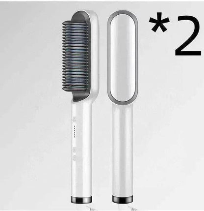 2-In-1 Hair Straightener Hot Comb - Dual-Use Rotating Electric Brush