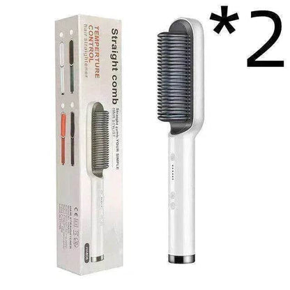 2-In-1 Hair Straightener Hot Comb - Dual-Use Rotating Electric Brush