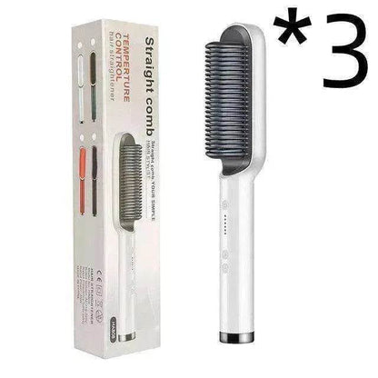 2-In-1 Hair Straightener Hot Comb - Dual-Use Rotating Electric Brush