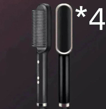 2-In-1 Hair Straightener Hot Comb - Dual-Use Rotating Electric Brush