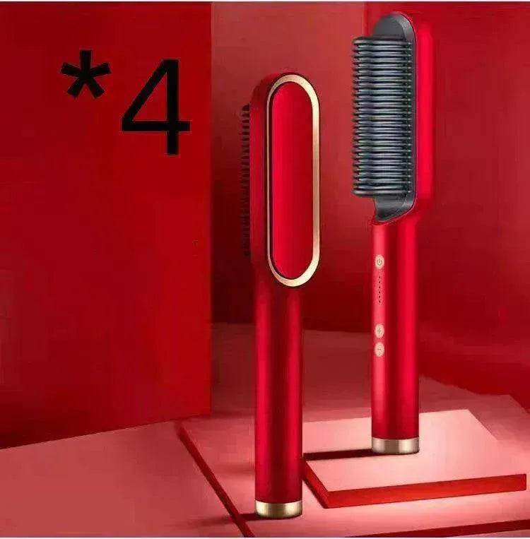 2-In-1 Hair Straightener Hot Comb - Dual-Use Rotating Electric Brush