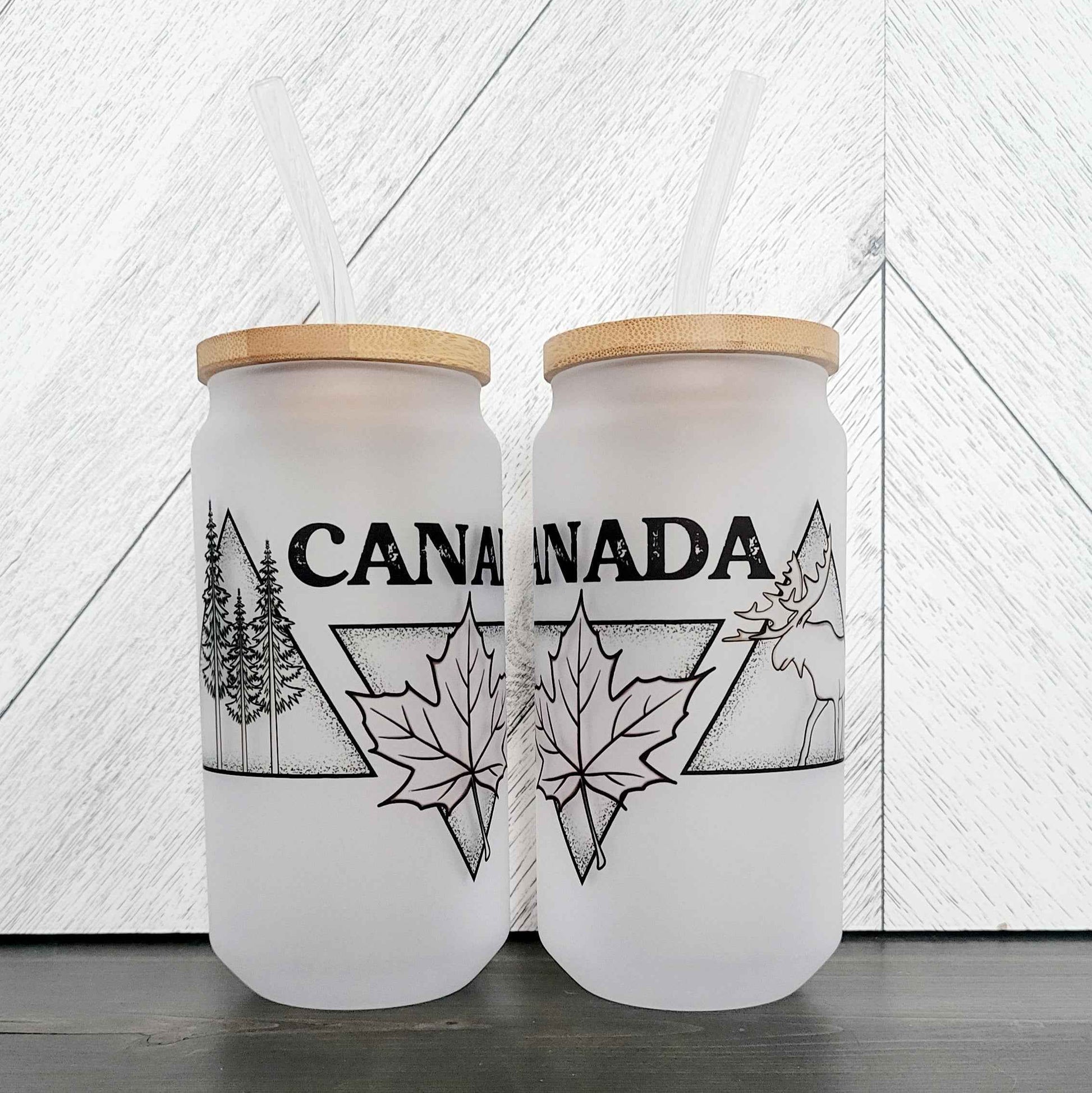 Canada Triangle Frosted Can with Bamboo Lid | Canadian