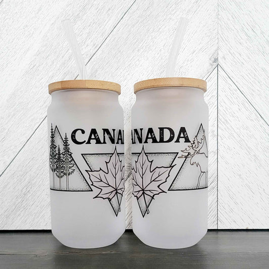 Canada Triangle Frosted Can with Bamboo Lid | Canadian