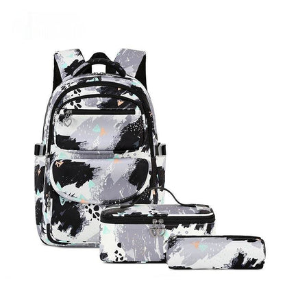 Printed Schoolbag Three-piece Fashion Backpack