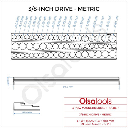 3-Row Magnetic Socket Holder