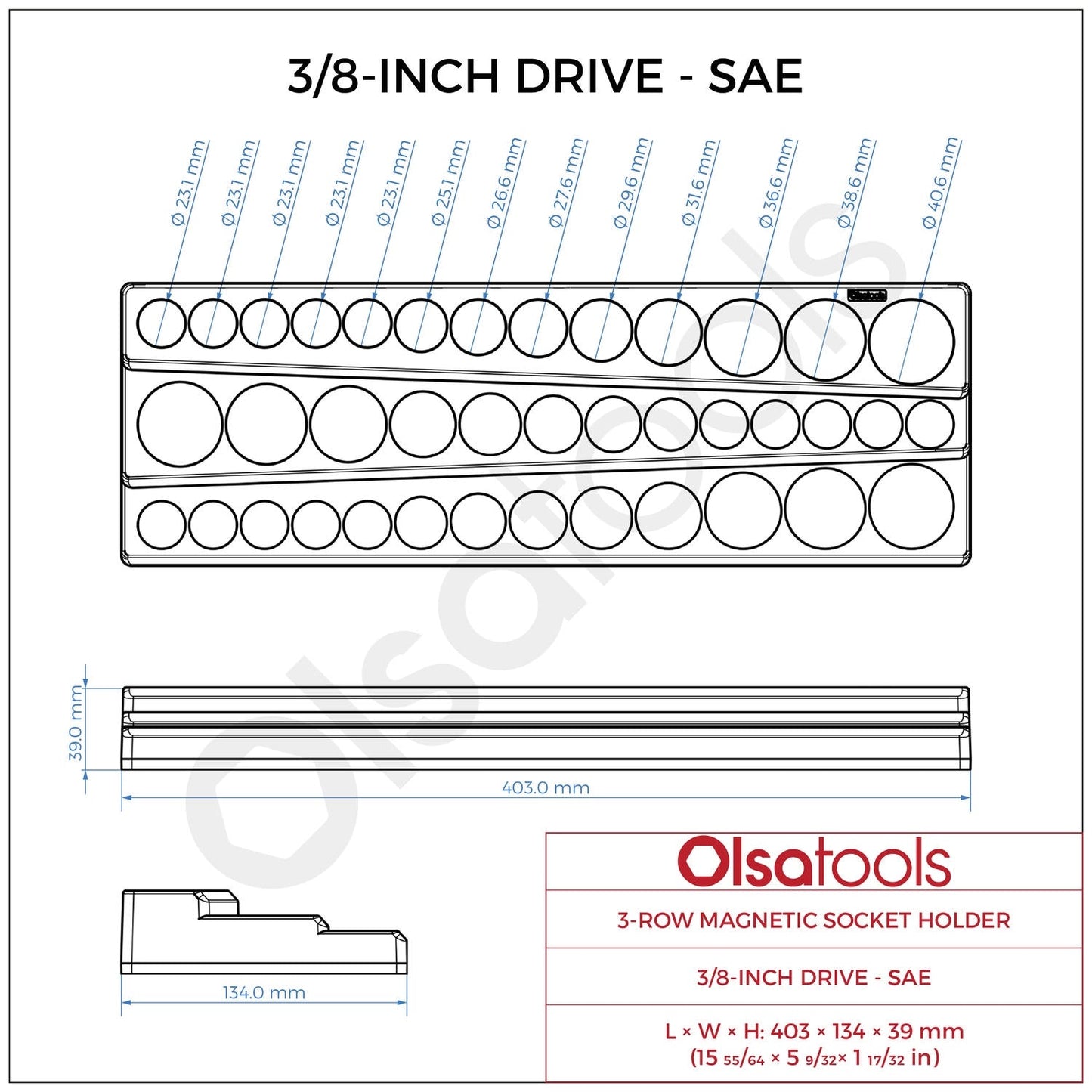 3-Row Magnetic Socket Holder