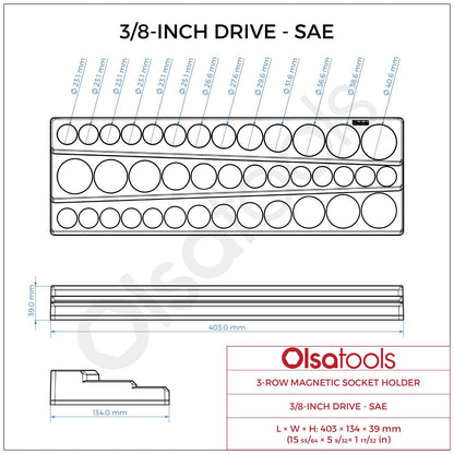 3-Row Magnetic Socket Holder
