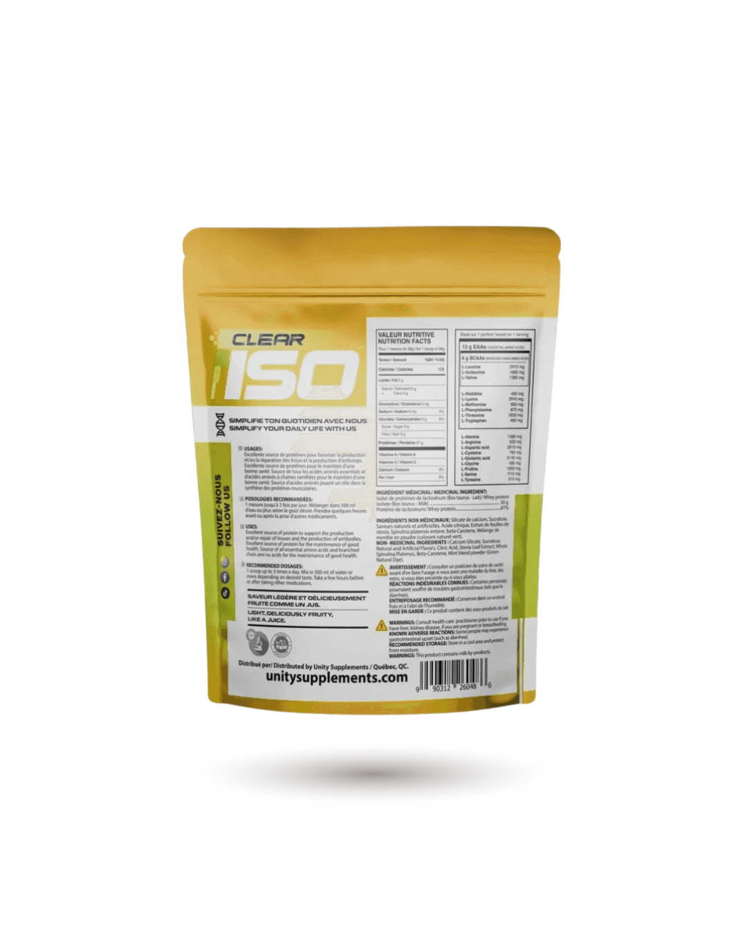 Unity Supplements Clear Protein Powder - Pure Isolate for Optimal Recovery