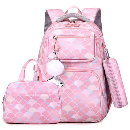 3 in 1 set Primary School Girls Backpack Lunch Bag and Pencil Pouch