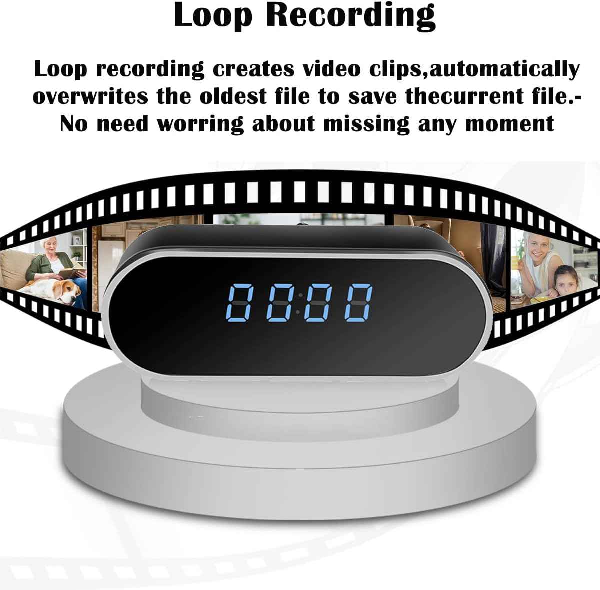 Digital Alarm Clock and WiFi Camera 1080p Motion Detection