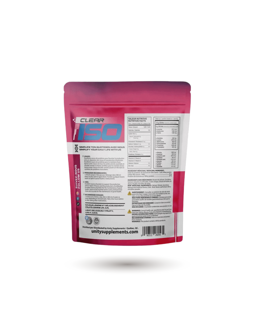 Unity Supplements Clear Protein Powder - Pure Isolate for Optimal Recovery