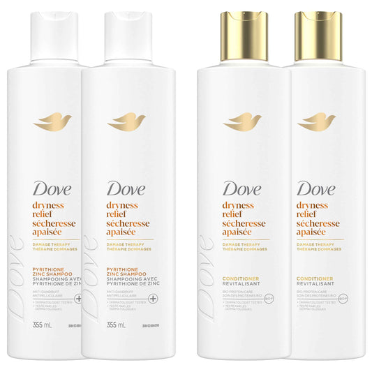 Dove Dryness Relief Damage Therapy Shampoo & Conditioner, 355mL, 4-Pack 🍁 All In One Marketplace Canada