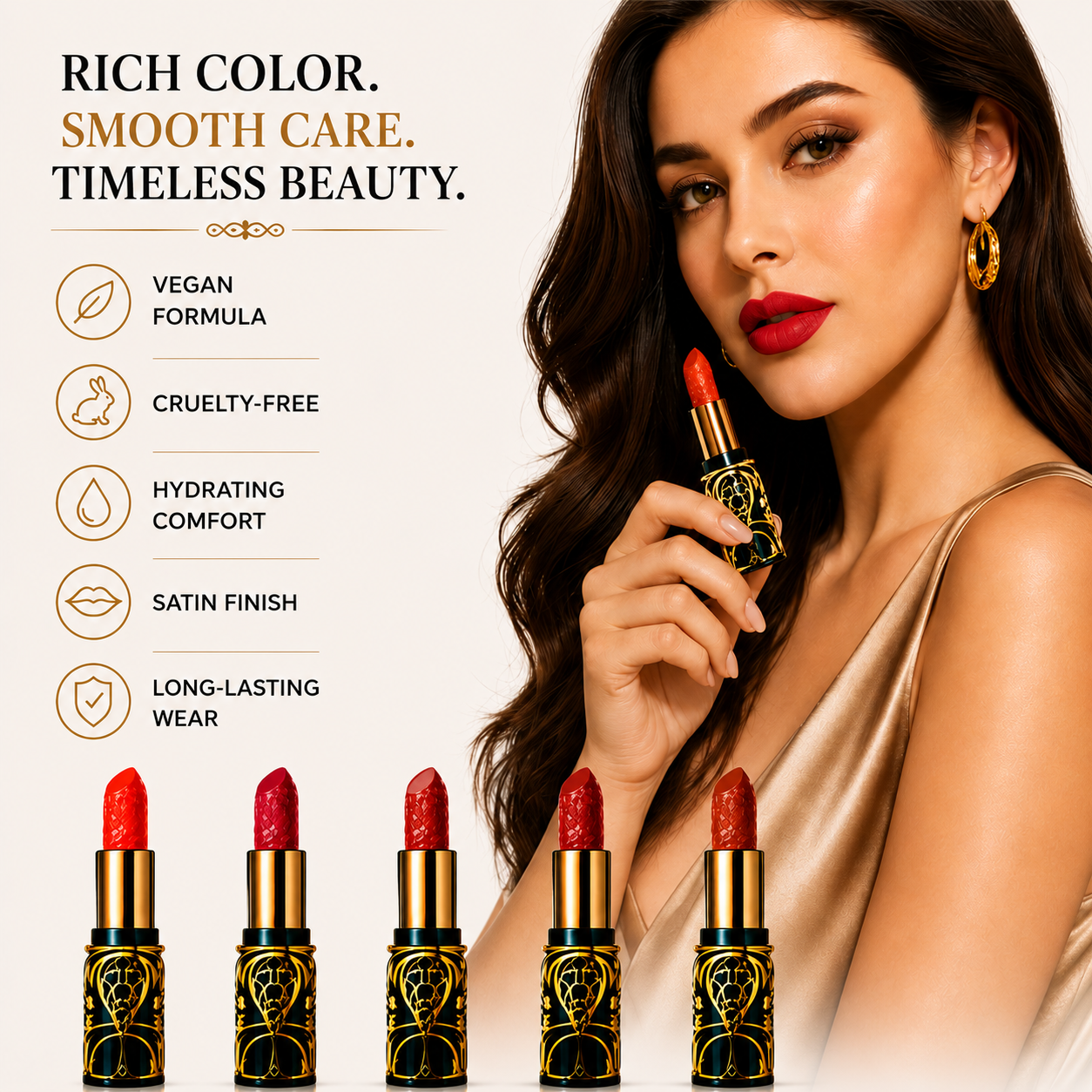 Soft Mist Satin Lipstick Set – 5 in1  Bold Shades