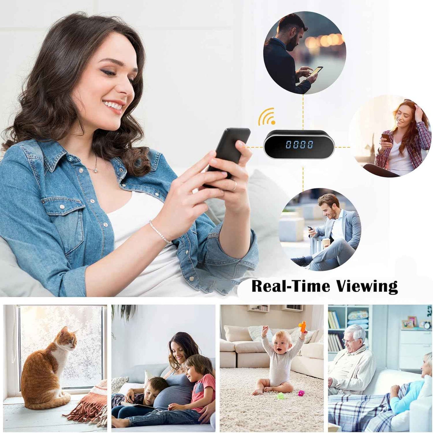 Digital Alarm Clock and WiFi Camera 1080p Motion Detection