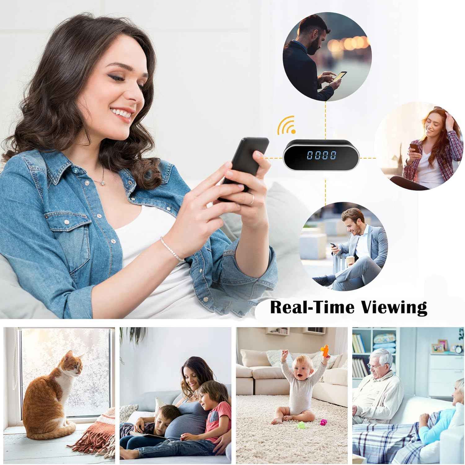 Digital Alarm Clock and WiFi Camera 1080p Motion Detection